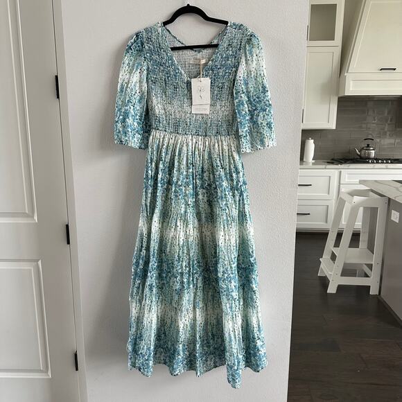 Christy Dawn The Basil Tiered Floral Maxi Dress Morning Gladiola Size Small New - Picture 1 of 6
